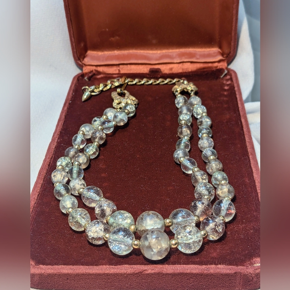 Vintage Marcel Boucher Glass Beaded Double Strand Choker Necklace